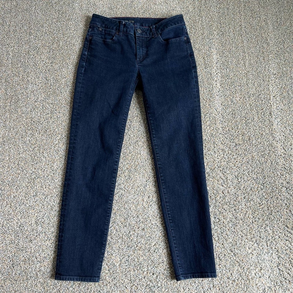 TALBOTS Signature Slim Ankle Jeans Low Rise Stretch Denim Women's 2/26 Dark Wash